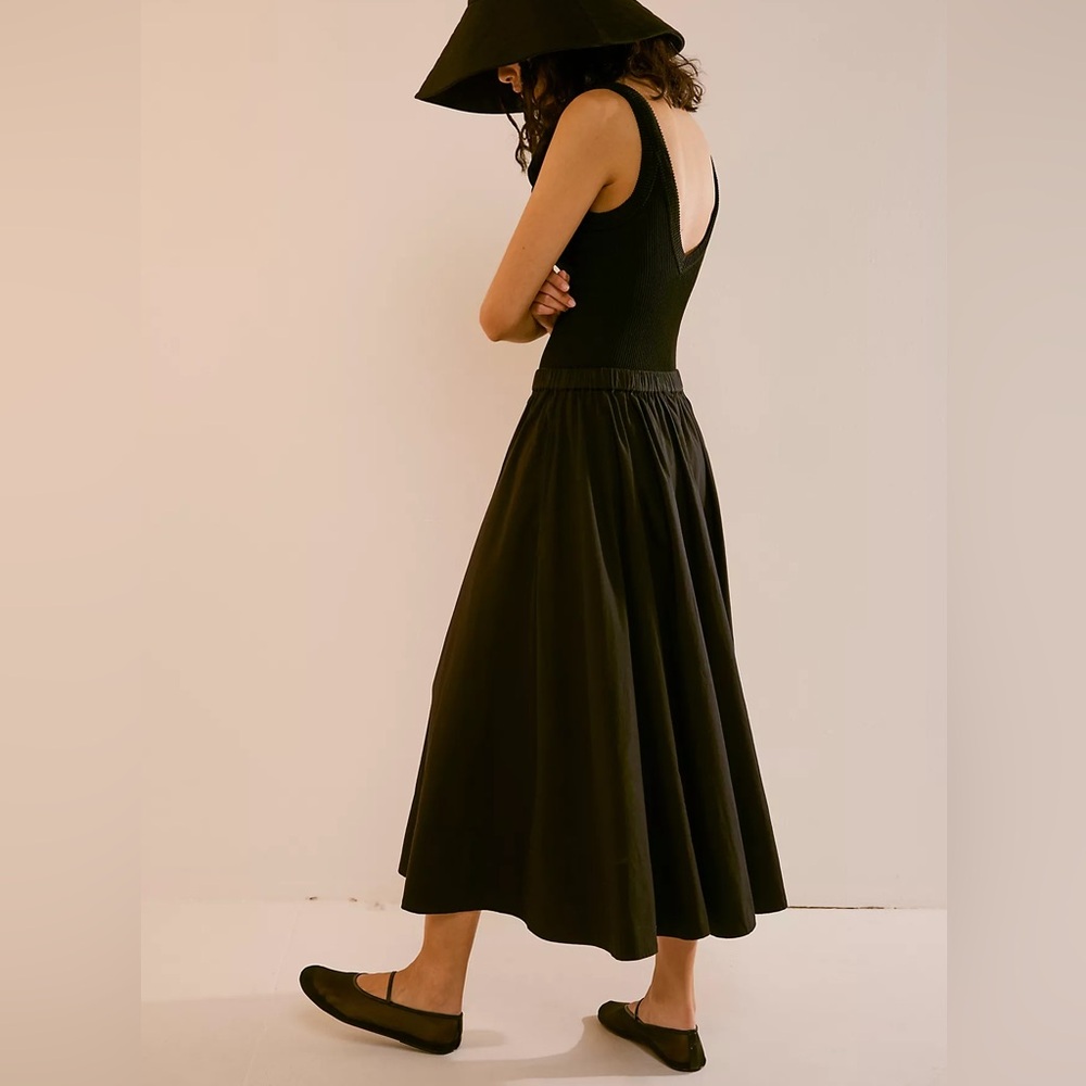 Free People. NWT. Lower Midi Skirt. Black. Cotton. Medium. - Picture 3 of 3